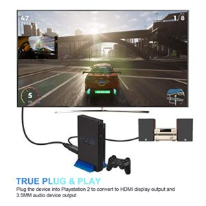 Rybozen PS2 to HDMI Converter Adapter, PS2 to HDMI Video Converter with 3.5mm Audio Output Cable for HDTV HDMI Monitor AV to HDMI Signal Transfer Adapter, Supports All Playstation 2 Display Modes