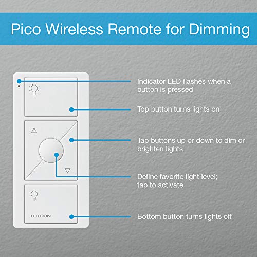 Lutron Caséta Wireless Smart Lighting Dimmer Switch Starter Kit with Caséta Smart Hub and Pico Bracket | Works with Alexa, Google Assistant, Ring, Apple HomeKit | P-BDG-PKG1W-A
