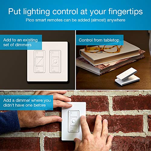 Lutron Caséta Wireless Smart Lighting Dimmer Switch Starter Kit with Caséta Smart Hub and Pico Bracket | Works with Alexa, Google Assistant, Ring, Apple HomeKit | P-BDG-PKG1W-A