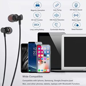 HORNORM Neckband Bluetooth Headphones with TF Card Slot 100 Hours Playtime Neck Bluetooth Earphones with Microphone Around The Neck Earbuds Magnetic Earphones Compatible with Cellphones,PC,Tablet