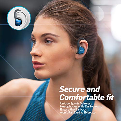 VIDONN True Wireless Earbuds Wireless Bluetooth Headphones, Over Ear Workout Headphones with Microphone Charging Case, IP65 Waterproof in Ear Headphones Running Headphones for Sport Gym Exercise