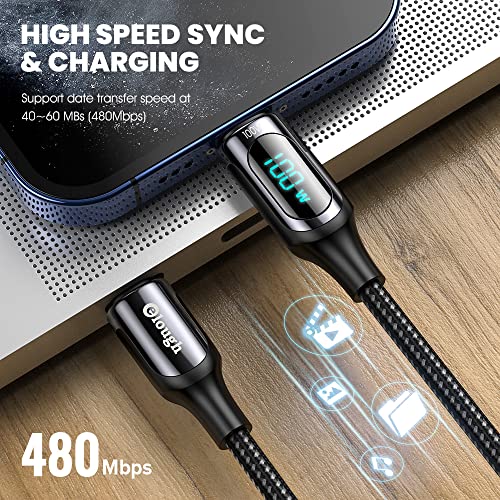 6ft USB C Cable, 5A PD100W Super Fast Charging Cable Type C to Type C Cable with LED Display USB C Charger Cord for MacBook Pro Air i Pad Thunderbolt Samsung Galaxy Switch PS5 USB C Device