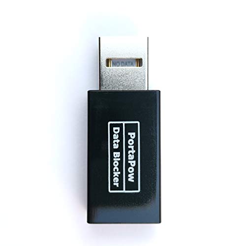 PortaPow USB Data Blocker (Black) - Protect Against Juice Jacking