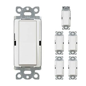 lutron main-66600 white claro on/off switch (6 pack) | 15-amp, single-pole | ca-1ps-wh, 6 count