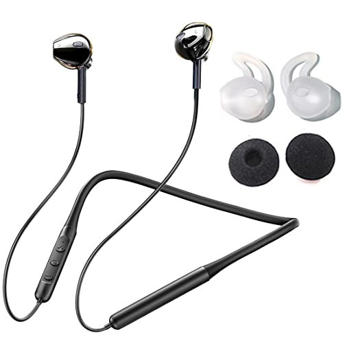 SUYUZREY Bluetooth Earbud, Magnetic Neck Hanging Wireless Earphones Call Noise Cancelling in-Ear bass Headphones with Mic,Earbuds Noise Isolating Foams pad and Sports Ear Hooks,16h,auto Connect