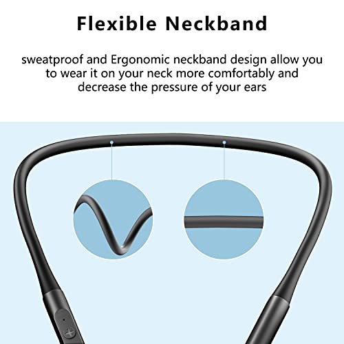 SUYUZREY Bluetooth Earbud, Magnetic Neck Hanging Wireless Earphones Call Noise Cancelling in-Ear bass Headphones with Mic,Earbuds Noise Isolating Foams pad and Sports Ear Hooks,16h,auto Connect