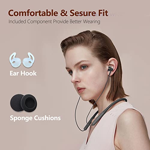 SUYUZREY Bluetooth Earbud, Magnetic Neck Hanging Wireless Earphones Call Noise Cancelling in-Ear bass Headphones with Mic,Earbuds Noise Isolating Foams pad and Sports Ear Hooks,16h,auto Connect