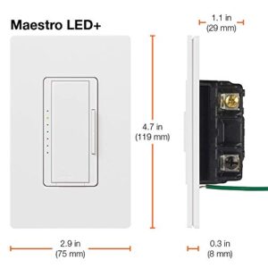 Lutron Maestro LED+ Dimmer for Dimmable LED, Halogen and Incandesent Bulbs | Single-Pole or Multi-Location | MACL-153M-WH | White