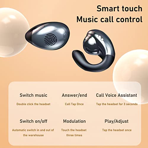 Yeahitch Bluetooth 5.3 Wireless Headphones Bluetooth Headset Open Headphones Finger Control for Sports Open Ear Headset