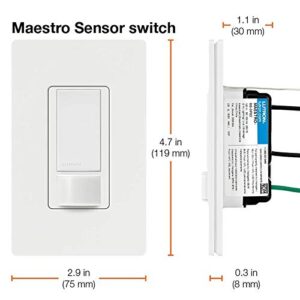 Lutron Maestro Motion Sensor Switch | No Neutral Required, 150W LED, Single Pole | MS-OPS2-WH, White