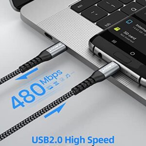 SUNGUY USB C to Micro USB Cable 1.5FT, Short Type C to Micro USB Cord Support OTG Nylon Braided Compatible with MacBook Pro, Galaxy S21 S20 S10 and Other Micro USB Devices