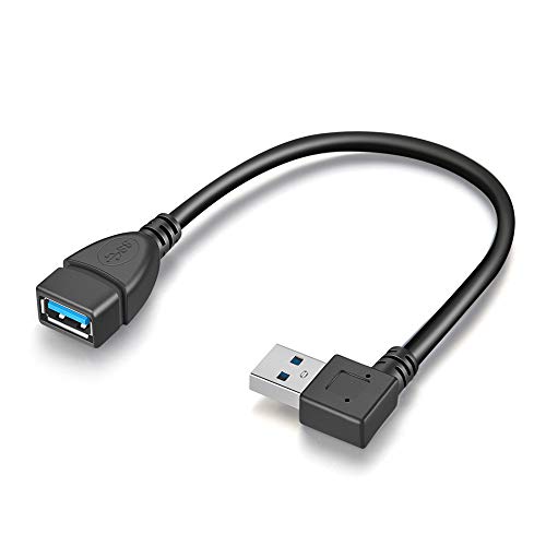 URWOOW 2 Pack SuperSpeed USB 3.0 Angle Male to Female Extension Cable Convertor Adapter Extender Cord Left and Right Angle one Each - 6 inch 2 Pack