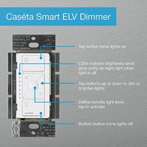 Lutron Caséta Smart Dimmer Switch for ELV+ Bulbs, 250W LED, PD-5NE-WH, White