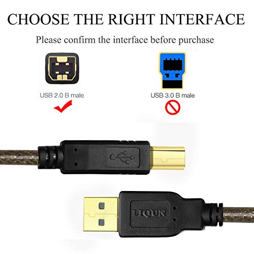 Printer Cable 6ft USB 2.0 Cable A-Male to B-Male High Speed Shielded USB A to B Cable High Speed Compatible with HP, Canon, Brother, Epson, Xerox, Samsung etc