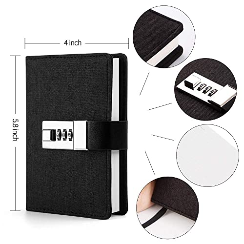 Lock Journal Planner Organizer Lock Diary Travel Diary a7 Mini Pocket Notebook Black