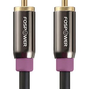 Subwoofer Cable (10 Feet), FosPower RCA to RCA Audio Stereo Cable, Male to Male - Dual Shielded Cord | 24K Gold Plated Connector | Corrosion Resistant | Clean Sounding Signal