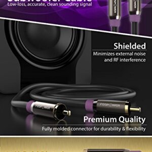 Subwoofer Cable (10 Feet), FosPower RCA to RCA Audio Stereo Cable, Male to Male - Dual Shielded Cord | 24K Gold Plated Connector | Corrosion Resistant | Clean Sounding Signal