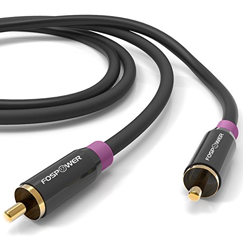 Subwoofer Cable (10 Feet), FosPower RCA to RCA Audio Stereo Cable, Male to Male - Dual Shielded Cord | 24K Gold Plated Connector | Corrosion Resistant | Clean Sounding Signal