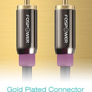 Subwoofer Cable (10 Feet), FosPower RCA to RCA Audio Stereo Cable, Male to Male - Dual Shielded Cord | 24K Gold Plated Connector | Corrosion Resistant | Clean Sounding Signal