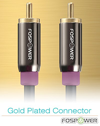 Subwoofer Cable (10 Feet), FosPower RCA to RCA Audio Stereo Cable, Male to Male - Dual Shielded Cord | 24K Gold Plated Connector | Corrosion Resistant | Clean Sounding Signal