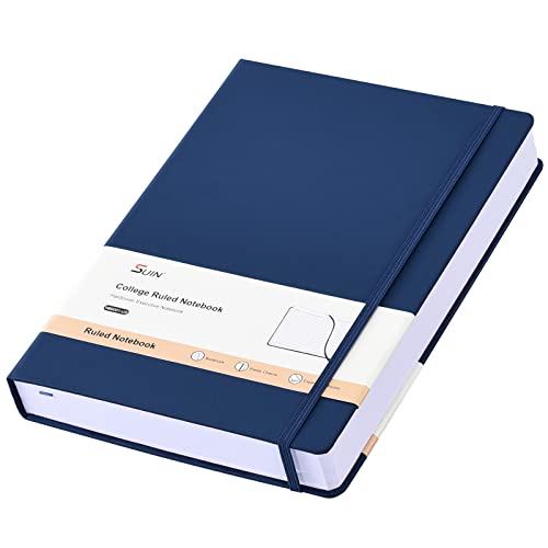 Hardcover Lined-Journals-Notebooks 304 pages, Heavy Duty B5 College Ruled Notebook, 100gsm Thick Lined Paper, Faux Leather cover, for Women Men Work School, 7.6'' X 10'' (Navy Blue)