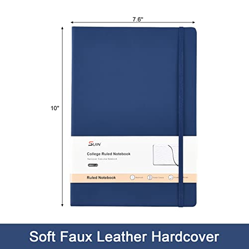 Hardcover Lined-Journals-Notebooks 304 pages, Heavy Duty B5 College Ruled Notebook, 100gsm Thick Lined Paper, Faux Leather cover, for Women Men Work School, 7.6'' X 10'' (Navy Blue)