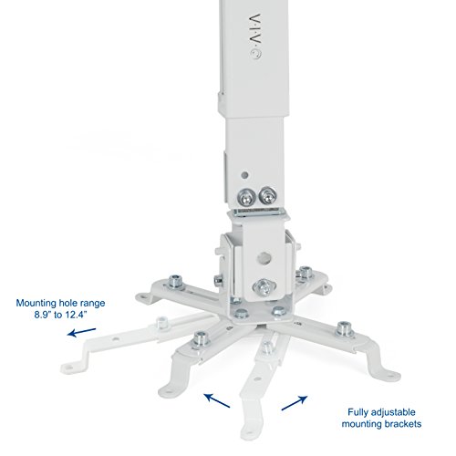 VIVO Universal Adjustable Wall Ceiling Projector Mount Bracket, Extendable Length Projection, White, MOUNT-VP06W