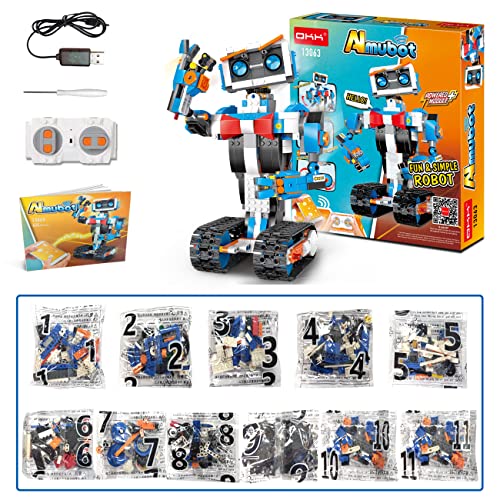 OKK Robot Building Toys for Boys, STEM Projects for Kids Ages 8-12, Remote & APP Controlled Engineering Learning Educational Coding DIY Building Kit Rechargeable Robot Toy Gifts for Girls (635 Pieces)