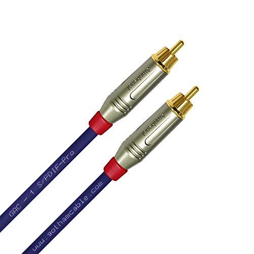 WORLDS BEST CABLES 3 Foot SPDIF Cable – Gotham GAC-1 S/PDIF-Pro (Ultrablue) High-End Silver Plated LCOFC Digital Audio Interconnect Cable & Amphenol ACPR-SRD Gold RCA Plugs - Custom Made