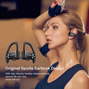 XLEADER Sports Wireless Headphones Sport3 Pro LED Display Bluetooth Sport Earbuds with Charging Case 6 Pairs Ear Tips Mic USB-C 48H Playtime IPX7 Waterproof Earphones for Running Workout Fitness Gym