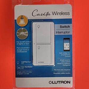 Lutron PD-5ANS-WH-R WIRELS Switch WHT 5A, White & Gray