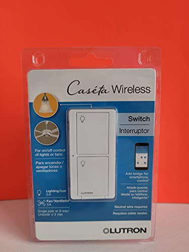 Lutron PD-5ANS-WH-R WIRELS Switch WHT 5A, White & Gray