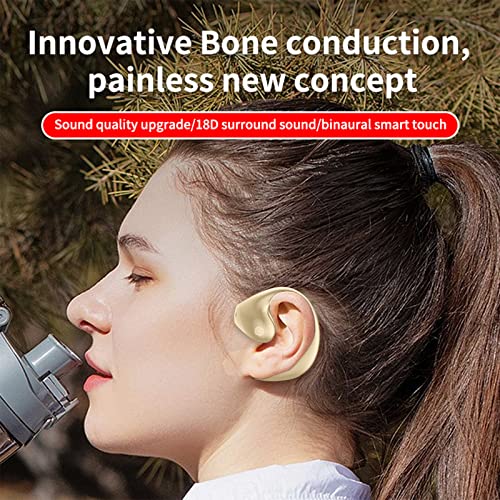 Kadlawus True Wireless Bone-Conduction Bluetooth Headset - No in Ear Ear LED Earbuds HiFi Audio Quality Dual HD Call Bones Conduction Earphone 480H Long Endurance Sports Headset