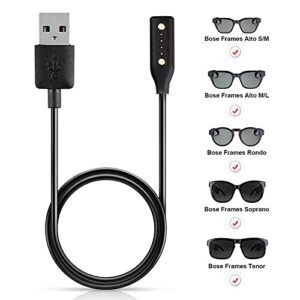 Charger Cable for Bose Frames Audio Sunglasses Replacement USB Charging Cord Accessories for Bose Frames Alto S/M M/L, Bose Frames Rondo, Bose Frames Soprano, Bose Frames Tenor - Black,80cm (Black)