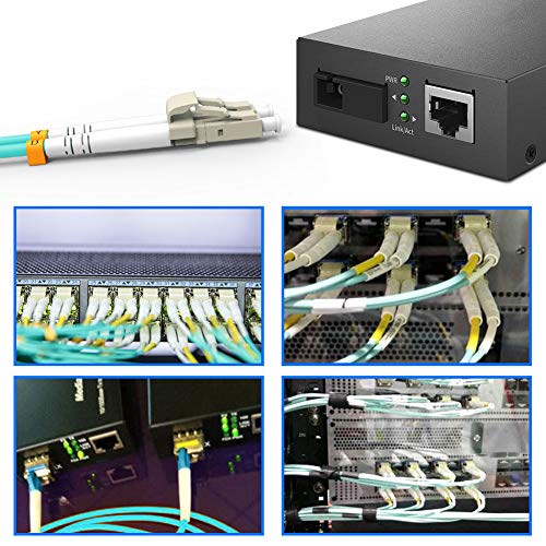 Fiber Patch Cable, VANDESAIL 10G Gigabit Fiber Optic Cables with LC to LC Multimode OM3 Duplex 50/125 OFNP (1M, OM3-5Pack)