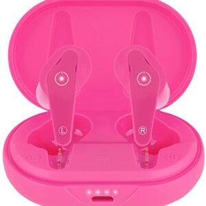 eThings Heavy Duty Premium Sound Noise Canceling Earbuds - Bluetooth 5.0 Waterproof Touch Control Wireless Headphones with Charging Case (Pink)