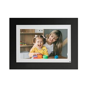 simply smart home photoshare 8” wifi digital picture frame, send pics from phone to frames, 8 gb, holds 5,000+ photos, hd touchscreen, black wood frame, easy setup, no fees
