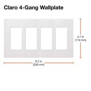 Lutron Claro 4 Gang Decorator/Rocker Wallplate, Gloss, White (1-Pack) | CW-4-WH