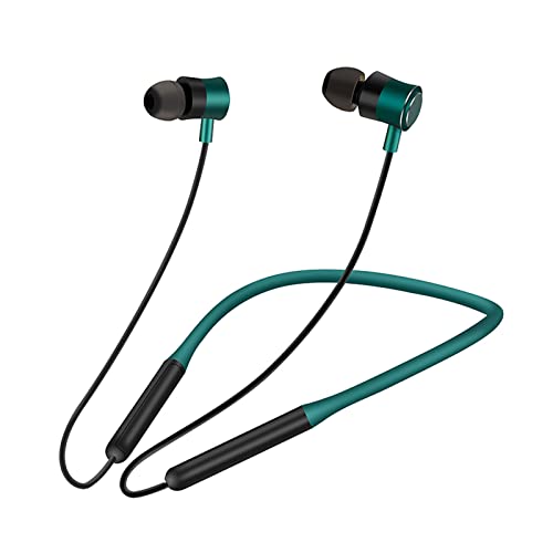 ZXQ-Q1s Neckband Bluetooth Earbuds,Wireless Neckband Headphone with Magnetic,Neck Bluetooth Earphone with Microphone,12 Hours Playtime,with USB-C Charging Port,Comfortable for Sport (Green)