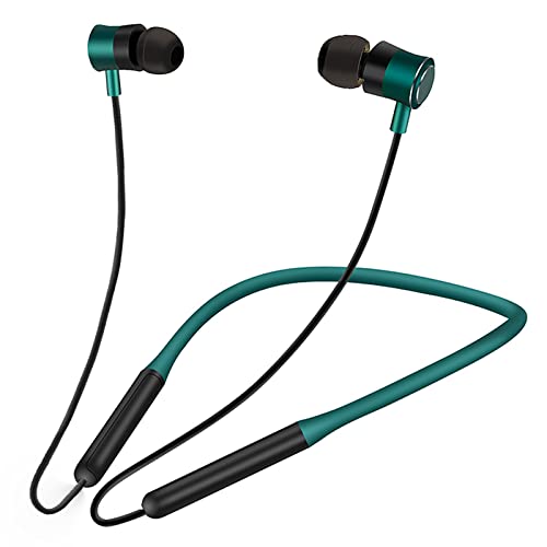 ZXQ-Q1s Neckband Bluetooth Earbuds,Wireless Neckband Headphone with Magnetic,Neck Bluetooth Earphone with Microphone,12 Hours Playtime,with USB-C Charging Port,Comfortable for Sport (Green)