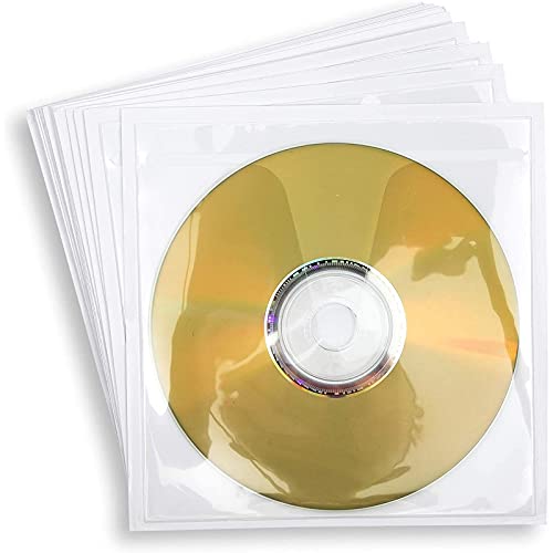 Clear Self-Adhesive CD/DVD Storage Sleeve Pockets (4.93 x 5 in, 20 Pack)