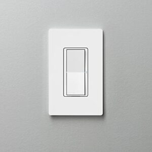 Lutron Claro Smart Switch with Wallplate for Caséta Smart Lighting, for On/Off Control of Lights or Fans | Neutral Wire Required | DVRFW-5NS-WH-A | White