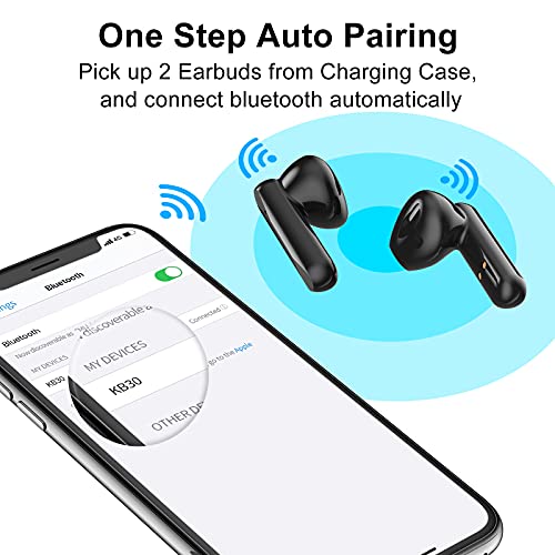 KBCASE Bluetooth Headphones Wireless Earbud Headphones in-Ear Earphones with Charging Case LED Power Display Earphones with Mic, Bluetooth Headset for Phone/Sport/Android