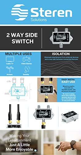 STEREN Coaxial Cable Splitter - Coax A B Switch - Coax Splitter 2 Way Two Way Splitter - A B Switch - 2 Way Coaxial Cable Splitter - Coax Cable Splitter - 2 Way A/B Slide Switch - 1 Pack 200-310