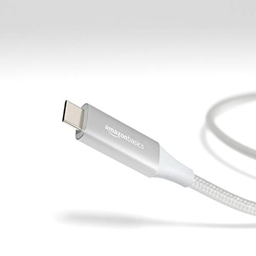 Amazon Basics Aluminum Braided 100W USB-C to USB-C 3.1 Gen 1 Cable with Power Delivery - 6-Foot, Silver