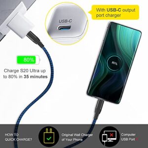 USB C to USB C Cable 6ft, 3Pack 60W Fast Charging USBC Cable Nylon Type C to Type C Charger Cord Compatible with Samsung Galaxy S22/S21/S20+ Ultra, Pixel, iPad Pro/Air 2020,Pixel,MacBook Pro 13''