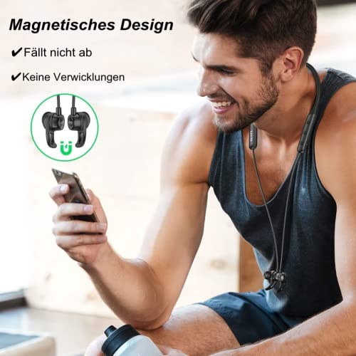 UXD Bluetooth Headphones, Wireless Headphones with Magnetic Earbuds and Microphone, IPX6 Sweatproof Bluetooth Headset, 20 Hours Playtime Earphones for Gym Running Outdoor Sports Workout