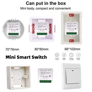 COLOROCK Mini Smart Relay WiFi Switch, DIY Smart Light Switch Module Smart Life/Tuya App, Compatible with Alexa and Google Home Smart Speakers,with Appointment Timing Function. 16A (2Pack)