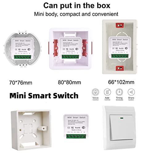 COLOROCK Mini Smart Relay WiFi Switch, DIY Smart Light Switch Module Smart Life/Tuya App, Compatible with Alexa and Google Home Smart Speakers,with Appointment Timing Function. 16A (2Pack)