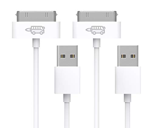 2-Pack RocketBus USB Sync Charging Charger Data Transfer Cable Cord for Use to Work with Charge Old Models Apple iPhone 3 3G 3GS 4 4S iPod 4G 4th Gen Older iPad 1st 2nd 3rd Generations